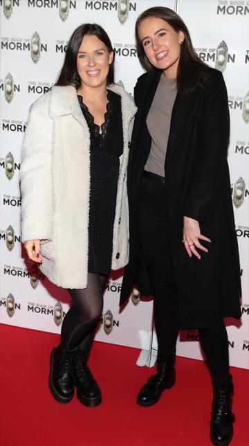 Jessica Fitzpatrick and Megan McGuinness pictured at the opening of the musical 'The Book of Mormon' at the Bord Gais Energy Theatre,Dublin.
Pic Brian McEvoy