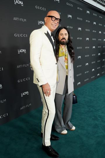 President and CEO of Gucci Marco Bizzarri, wearing Gucci, and Creative Director at Gucci Alessandro Michele, wearing Gucci, attend the 10th Annual LACMA ART+FILM GALA honoring Amy Sherald, Kehinde Wiley, and Steven Spielberg presented by Gucci at Los Angeles County Museum of Art on November 06, 2021 in Los Angeles, California. (Photo by Presley Ann/Getty Images for LACMA)