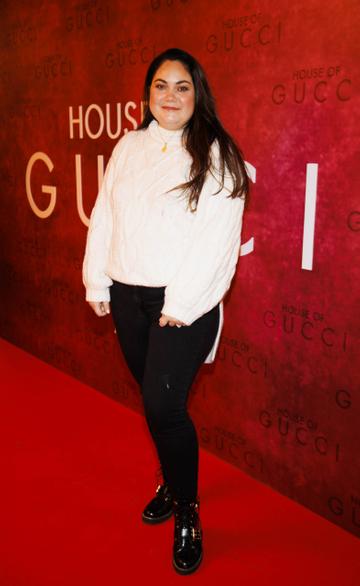 Repro Free: 24/11/2021 Grace Mongey pictured at the Irish premiere screening of House of Gucci at The Stella Cinema, Rathmines. House of Gucci directed by Ridley Scott and starring Lady Gaga, Adam Driver, Jared Leto, Jeremy Irons, Salma Hayek and Al Pacino is released in cinemas across Ireland from this Friday November 26th. Picture Andres Poveda