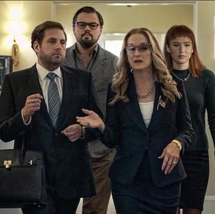 Leonardo DiCaprio, Meryl Streep, Jonah Hill, and Jennifer Lawrence in Don