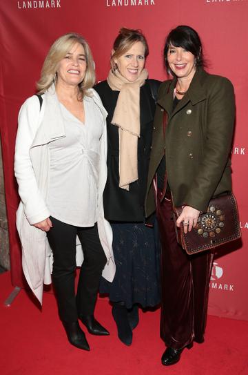 Deirdre McMahon, Marina Finn and Lorraine McColgan at the opening of Landmark Productions and Lovano's world premiere production of Gabriel Byrne's Walking with Ghosts at the  Gaiety Theatre, Dublin.
Picture: Brian McEvoy/PIP