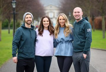 Joe Wicks and Dr Alex George among dozens of health and fitness stars announced for WellFest Pictured to mark the launch of WellFest 2022, in association with Gym+Coffee, were Fitness coach and lifestyle influencer, Niamh Cullen, Karl Swaine and Diarmuid McSweeney, cofounders of athleisure brand Gym+Coffee, the new headline partner of WellFest, Helena Ryan and Katie Ryan, cofounders of WellFest. 
Pic: Marc O’Sullivan.