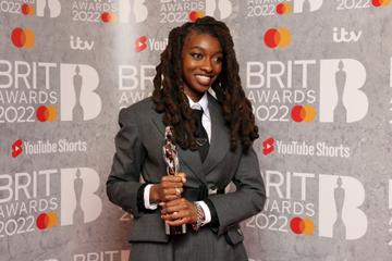 Little Simz poses with her award, after winning the title 'Best New Artist'. (Photo by JMEnternational/Getty Images)