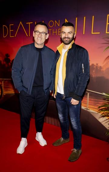 Brendan Courtney and Adam Maryniak pictured at the special preview screening of 20th Century Studios, Death On The Nile, in the Stella Cinema Rathmines. Picture Andres Poveda
