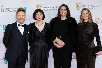 L-R) Kenneth Branagh, Tamar Thomas, Laura Berwick and Becca Kovacik attend the EE British Academy Film Awards 2022 at Royal Albert Hall on March 13, 2022 in London, England. (Photo by Jeff Spicer/Getty Images)