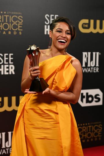 Ariana DeBose, winner of Best Supporting Actress for "West Side Story", poses in the Winners Room at the 27th Annual Critics Choice Awards at The Savoy on March 13, 2022 in London, United Kingdom. (Photo by Kate Green/Getty Images)