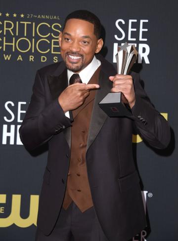 Will Smith Poses at the 27th Annual Critics Choice Awards at Fairmont Century Plaza on March 13, 2022 in Los Angeles, California. (Photo by Steve Granitz/Getty Images)