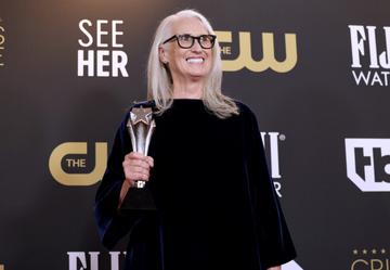 Jane Campion poses with the Best Director award for "The Power of the Dog" in the press room during the 27th Annual Critics Choice Awards at Fairmont Century Plaza. The Power of the Dog also won the awards for Best Picture, Best Adapted Screenplay and Best Cinematography. (Photo by Randy Shropshire/Getty Images for Critics Choice Association)
