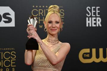 Juno Temple won the award for best comedy series for "Ted Lasso," during the 27th Annual Critics Choice Awards at The Savoy on March 13, 2022 in London, United Kingdom. (Photo by Kate Green/Getty Images)