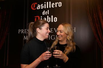 Pictured at the Casillero del Diablo Devilish Movie Nights event at the Stella Cinema, Rathmines were 
Laoise Clifford and Lauren McDunphy.

Photo: Lensmen