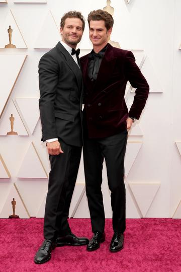 Jamie Dornan and Andrew Garfield attend the 94th Annual Academy Awards at Hollywood and Highland on March 27, 2022 in Hollywood, California. (Photo by Kevin Mazur/WireImage)