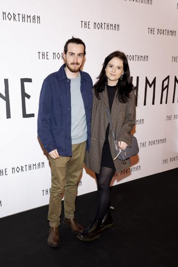 Simon Kelly and Leah Taylor pictured at the Irish premiere screening of The Northman at the Light House Cinema in cinema's from Friday 15th April. Picture Andres Poveda