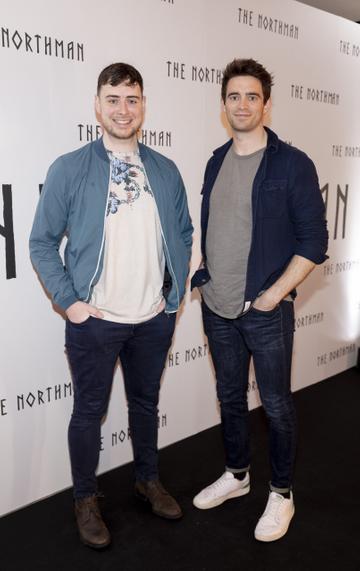 Johnathan Byrne and Peter Collins pictured at the Irish premiere screening of The Northman at the Light House Cinema in cinema's from Friday 15th April. Picture Andres Poveda