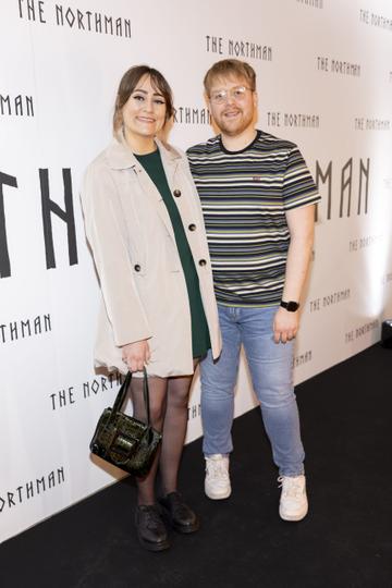 Grace McKeever and Stephen Loughlin Stephen pictured at the Irish premiere screening of The Northman at the Light House Cinema in cinema's from Friday 15th April. Picture Andres Poveda