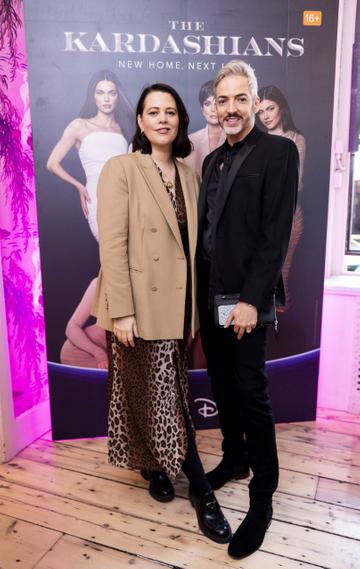 Corina Gaffey and Dillon St Paul pictured at a very special preview of The Kardashians launching exclusively on Disney+ April 14th in PINK Restaurant Dublin. Picture Andres Poveda