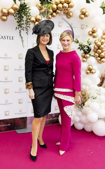 Grainne Ross, managing director of Dunboyne Castle Hotel &amp; Spa with Nina Carberry guest judge at the Dunboyne Castle Most Stylish Lady event at Fairyhouse Racecourse, which took place on Easter Monday, 18th April. An exciting day in the racing and style calendar, the €500,000 BoyleSports Irish Grand National and Most Stylish Lady is the highlight of the festival. Picture Andres Poveda