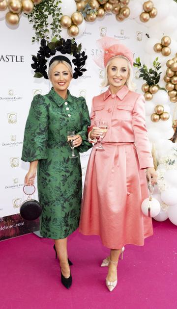 Catherine O'Conor from Newry and Shilieen McConville from Lurgan, pictured at the Dunboyne Castle Most Stylish Lady event at Fairyhouse Racecourse, which took place on Easter Monday, 18th April. An exciting day in the racing and style calendar, the €500,000 BoyleSports Irish Grand National and Most Stylish Lady is the highlight of the festival. Picture Andres Poveda