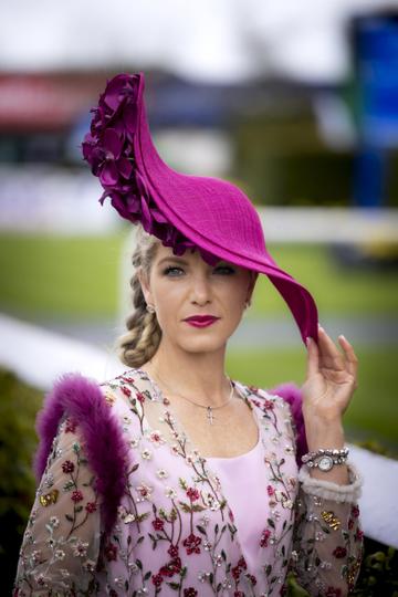 Catherine Lundon from Mullingar finalist pictured at the Dunboyne Castle Most Stylish Lady event at Fairyhouse Racecourse, which took place on Easter Monday, 18th April. An exciting day in the racing and style calendar, the €500,000 BoyleSports Irish Grand National and Most Stylish Lady is the highlight of the festival. Picture Andres Poveda