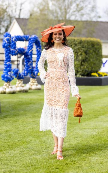 Clare Conlon (age 26) from Armagh pictured wearing a dress from Never Fully Dressed with shoes and accessories from Zara and Hat from Hats in Belfast was named winner of the Dunboyne Castle Most Stylish Lady event at Fairyhouse Racecourse, which took place on Easter Monday, 18th April. An exciting day in the racing and style calendar, the €500,000 BoyleSports Irish Grand National and Most Stylish Lady is the highlight of the festival. Picture Andres Poveda