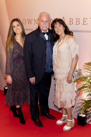 Marty Whelan with his wife Maria and daughter Jessica pictured at the Irish premiere screening of Downton Abbey: A New Era at The Stella Cinema, Rathmines. Downton Abbey: A New Era is in cinemas across Ireland from this Friday April 29th. Picture Andres Poveda