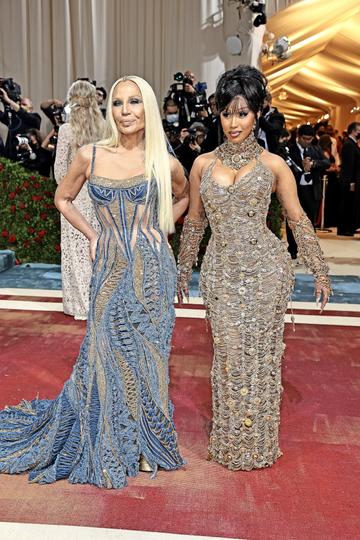 NEW YORK, NEW YORK - MAY 02: Donatella Versace and Cardi B attend The 2022 Met Gala Celebrating "In America: An Anthology of Fashion" at The Metropolitan Museum of Art on May 02, 2022 in New York City. (Photo by Dimitrios Kambouris/Getty Images for The Met Museum/Vogue)