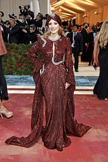 NEW YORK, NEW YORK - MAY 02: Jessica Chastain attends The 2022 Met Gala Celebrating "In America: An Anthology of Fashion" at The Metropolitan Museum of Art on May 02, 2022 in New York City. (Photo by Dimitrios Kambouris/Getty Images for The Met Museum/Vogue)
