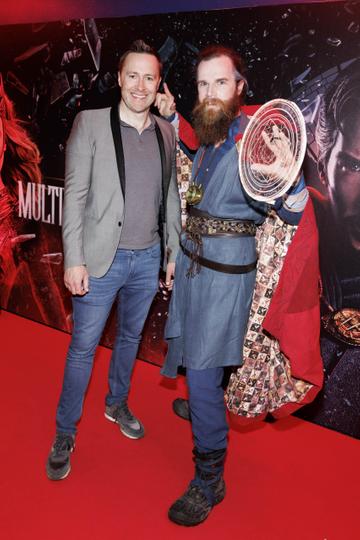 Keith Barry with Gerry Begley as Dr Strange pictured at a special preview screening of Marvel Studios Doctor Strange in the Multiverse of Madness at Cineworld Dublin. Picture Andres Poveda