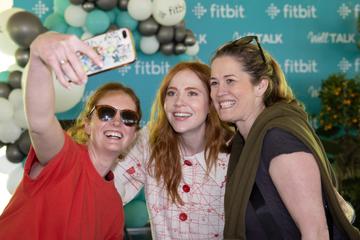 Pictured at the Fitbit WellTalk Area at Wellfest is Niamh Gillespie (left) and Aoife Rooney (right) with  Angela Scanlon (centre). 
Pic: Naoise Culhane