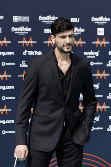 Estoni'a Stefan pictured on the Turquoise Carpet in Turin for the Eurovision Song Contest 2022 Opening Ceremony at the Venaria Reale. Picture Andres Poveda