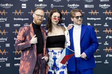 Czech Republic’s We are Domi pictured on the Turquoise Carpet in Turin for the Eurovision Song Contest 2022 Opening Ceremony at the Venaria Reale. Picture Andres Poveda