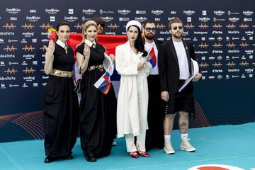 Serbia’s Konstrakta  pictured on the Turquoise Carpet in Turin for the Eurovision Song Contest 2022 Opening Ceremony at the Venaria Reale. Picture Andres Poveda