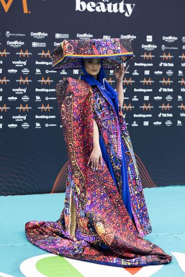 Albania’s Ronela Hajati  pictured on the Turquoise Carpet in Turin for the Eurovision Song Contest 2022 Opening Ceremony at the Venaria Reale. Picture Andres Poveda