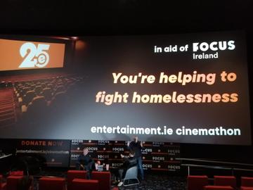 Entertainment.ie's Cinemathon saw guests sit through 25-hours of movies in aid of Focus Ireland. Each and every guest raised money for Focus Ireland, a non-profit organisation that provides services for homeless people.