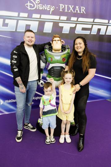 Chris Gernon and Grace Mongey with Hayden (3) and Sienna (5) pictured at the special preview screening of Disney Pixar LIGHTYEAR in the Odeon Cinema Dublin. LIGHTYEAR will be in cinemas from June 17th. Picture Andres Poveda