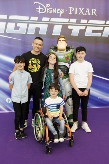 Adam King with his family Robert (9), dad David, Katie (11) and Danny (13) pictured at the special preview screening of Disney Pixar LIGHTYEAR in the Odeon Cinema Dublin. LIGHTYEAR will be in cinemas from June 17th. Picture Andres Poveda