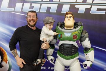 Comedian Tony Cantwell and son Sonny (2) pictured at the special preview screening of Disney Pixar LIGHTYEAR in the Odeon Cinema Dublin. LIGHTYEAR will be in cinemas from June 17th. Picture Andres Poveda