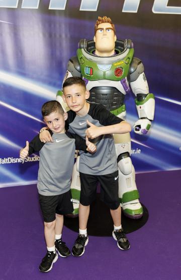 Jackson (5) and Callum Kieran (12) pictured at the special preview screening of Disney Pixar LIGHTYEAR in the Odeon Cinema Dublin. LIGHTYEAR will be in cinemas from June 17th. Picture Andres Poveda