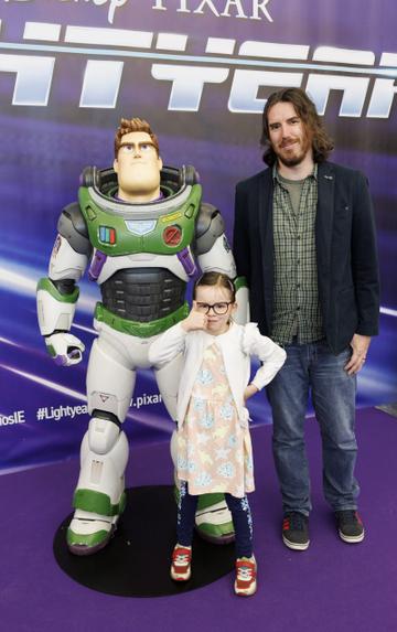 Alice (6) and  Joe Griffin pictured at the special preview screening of Disney Pixar LIGHTYEAR in the Odeon Cinema Dublin. LIGHTYEAR will be in cinemas from June 17th. Picture Andres Poveda