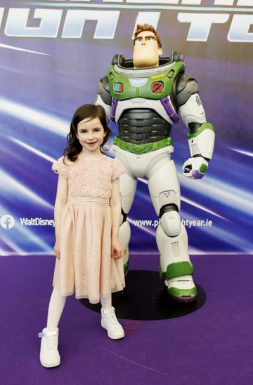 Kaia Kenny (6) pictured at the special preview screening of Disney Pixar LIGHTYEAR in the Odeon Cinema Dublin. LIGHTYEAR will be in cinemas from June 17th. Picture Andres Poveda