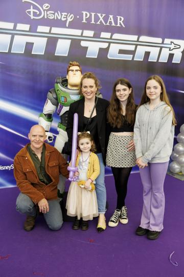 Conor and Sonia Pope with Ruby (4), Molly (15), Juliette (13) pictured at the special preview screening of Disney Pixar LIGHTYEAR in the Odeon Cinema Dublin. LIGHTYEAR will be in cinemas from June 17th. Picture Andres Poveda
