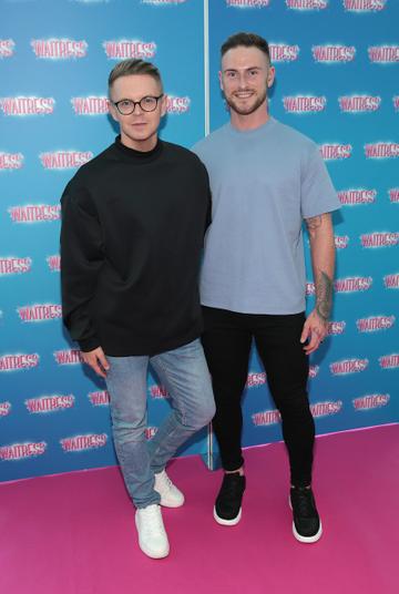 Paul Ryder and Eddie McCann at the opening night of the smash hit musical Waitress at the Bord Gais Energy Theatre, Dublin.
Pic Brian McEvoy
