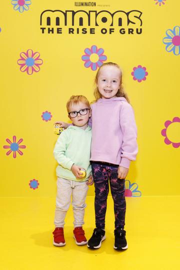 Max (3) and Paige O'Carolan at the Irish premiere of Minions: The Rise of Gru at Movies @ The Square in the first premiere event since its opening. Minions: The Rise of Gru is in cinemas July 1. Picture Andres Poveda