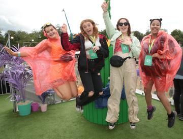 Sophie Broderick, Katie McGrath, Kate Byrne and Ruth Piri pictured at 48's #Area48 at Longitude festival in Marlay Park, Dublin. Area 48 was the go to place for well known faces at the festival this weekend. Guests soaked up the atmosphere while enjoying an unrivalled view of their favourite main stage headline acts.
Picture: Brian McEvoy