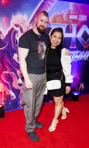 Karl Walsh and Claudette Walsh pictured at the special preview screening of Thor: Love and Thunder. Picture Andres Poveda