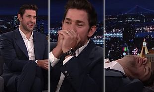 John Krasinski gets taken out by a "Marvel dart" while discussing 'Fantastic Four' John Krasinski gets taken out by a "Marvel dart" while discussing 'Fantastic Four'