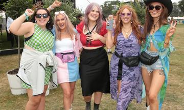 Ciara Lee, Aisling Brennan, Mina Fogarty, Toyah Hunt and Shauna Orange pictured as festival-goers celebrate the launch of 3 All For Music at the 3Charge & Chill area at Electric Picnic. Over the festival weekend, 3Charge & Chill is providing fans with the perfect place  to chill out and take a quick break between catching their favourite artists on the exclusive Sky Deck.
Pic: Brian McEvoy 