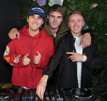 Actor Jay Duffy (centre) with Wild Youth band members Conor O’Donohoe and Ed Porter pictured as festival-goers celebrate the launch of 3 All For Music at the 3Charge &amp; Chill area at Electric Picnic. Over the festival weekend, 3Charge &amp; Chill is providing fans with the perfect place  to chill out and take a quick break between catching their favourite artists on the exclusive Sky Deck.
Pic: Brian McEvoy 