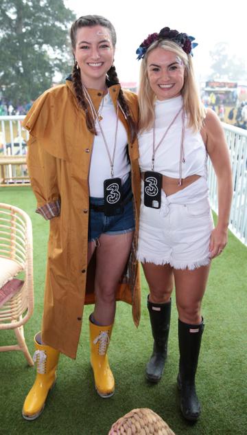 Meghann Scully and Aine Quinn pictured as festival-goers celebrate the launch of 3 All For Music at the 3Charge &amp; Chill area at Electric Picnic. Over the festival weekend, 3Charge &amp; Chill is providing fans with the perfect place  to chill out and take a quick break between catching their favourite artists on the exclusive Sky Deck.
Pic: Brian McEvoy 