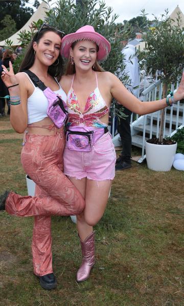 Katy Finn and Isobel Milne pictured as festival-goers celebrate the launch of 3 All For Music at the 3Charge & Chill area at Electric Picnic. Over the festival weekend, 3Charge & Chill is providing fans with the perfect place  to chill out and take a quick break between catching their favourite artists on the exclusive Sky Deck.
Pic: Brian McEvoy 