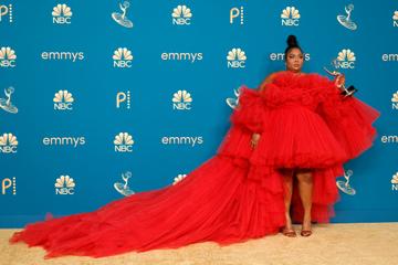 LOS ANGELES, CALIFORNIA - SEPTEMBER 12: Lizzo, winner of the Outstanding Competition Program award for ‘Lizzo's Watch Out for the Big Grrrls,’ poses in the press room during the 74th Primetime Emmys at Microsoft Theater on September 12, 2022 in Los Angeles, California. (Photo by Frazer Harrison/Getty Images)